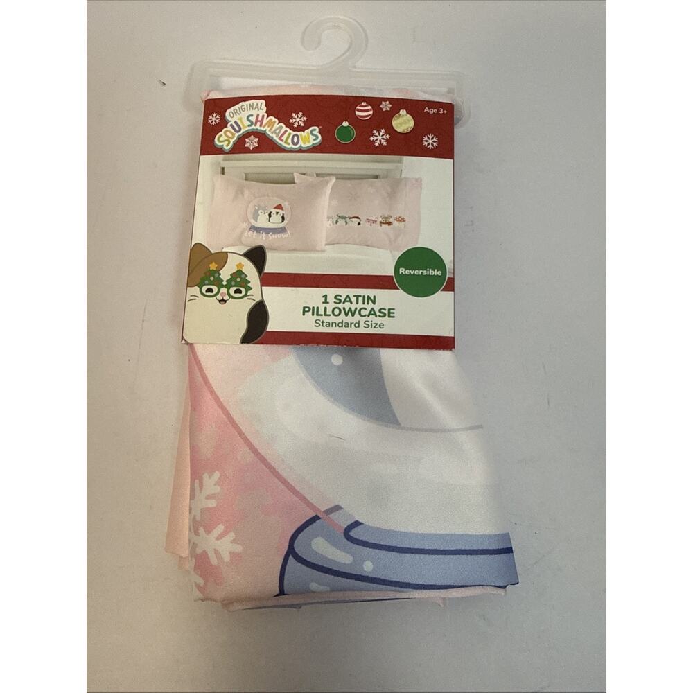 SQUISHMALLOWS Christmas Satin Pillowcase Standard 20"x30" Reversible C2